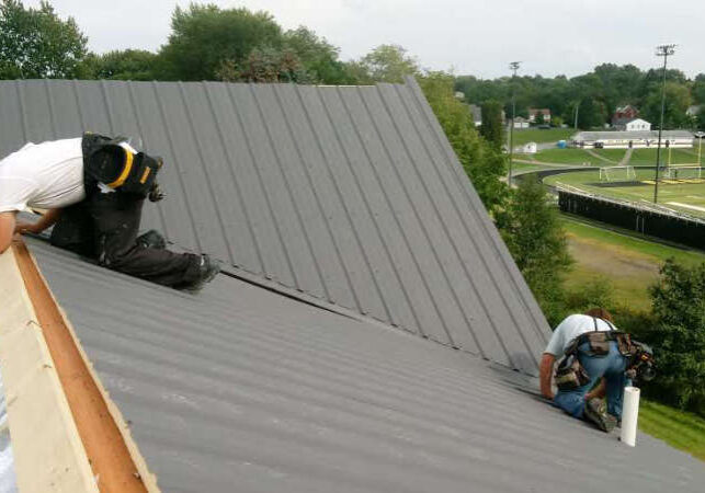 Metal Roof Installation Over ThermoBuilt Roof-50 System.